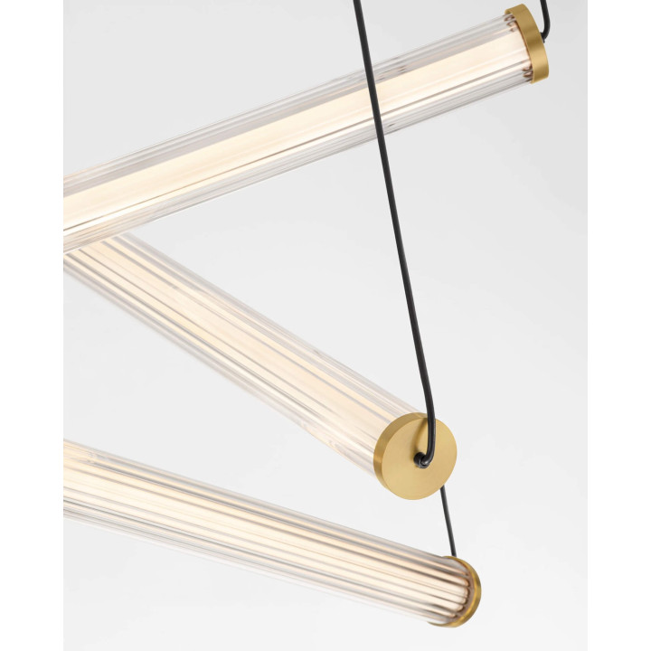 LUCES ELIOT złoto-czarna lampa wisząca LED 33W szklane rurki 55cm