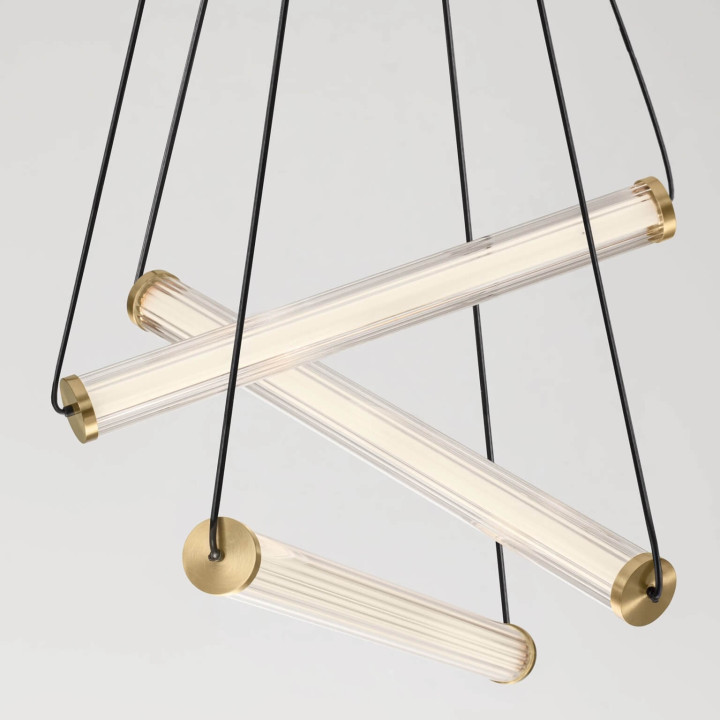 LUCES ELIOT złoto-czarna lampa wisząca LED 33W szklane rurki 55cm