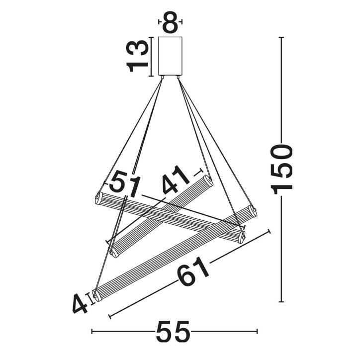 LUCES ELIOT złoto-czarna lampa wisząca LED 33W szklane rurki 55cm