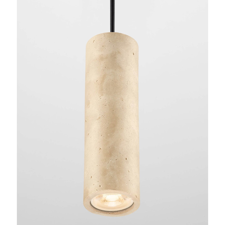 LUCES MELONY lampa wisząca 22cm tuba z trawertynu GU10 LED beżowa 230V