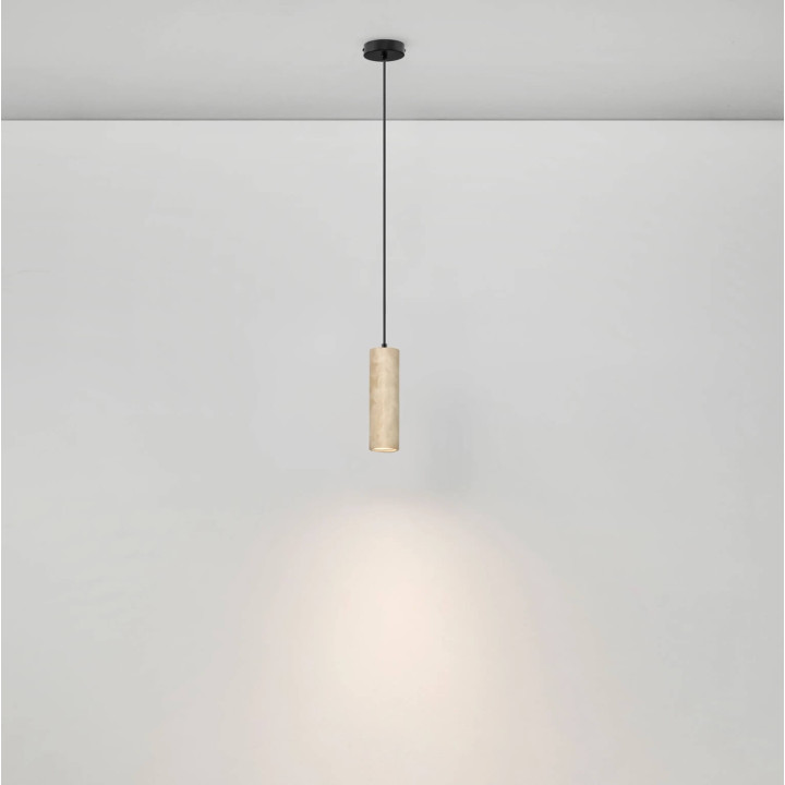 LUCES MELONY lampa wisząca 22cm tuba z trawertynu GU10 LED beżowa 230V