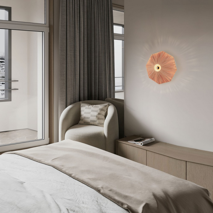 LUCES ELVIO round paper wall light &Oslash;30cm, &Oslash;45cm beige, grey, terracotta