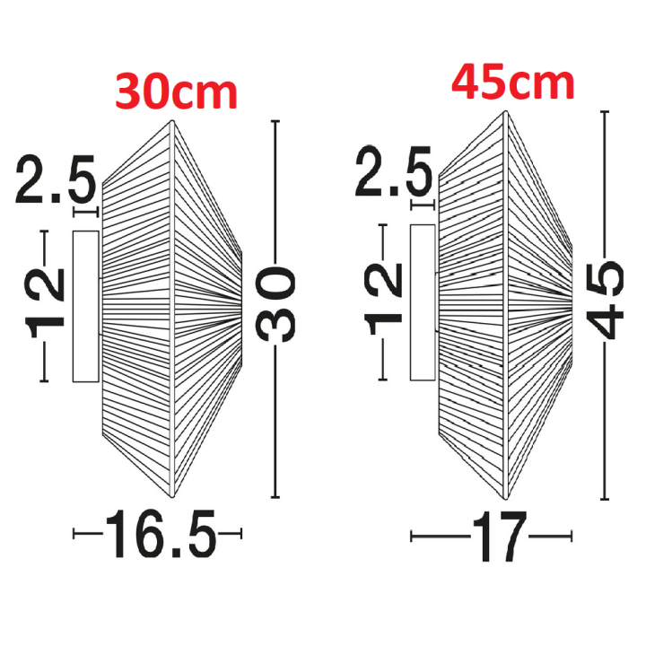 LUCES ELVIO okrągły kinkiet z papieru 30cm, 45cm beż, szary, terakota