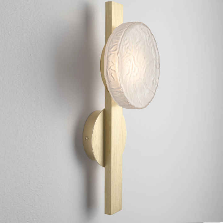 LUCES FLOSSIE LED wall light 5W, brushed gold with opal glass, 3000K