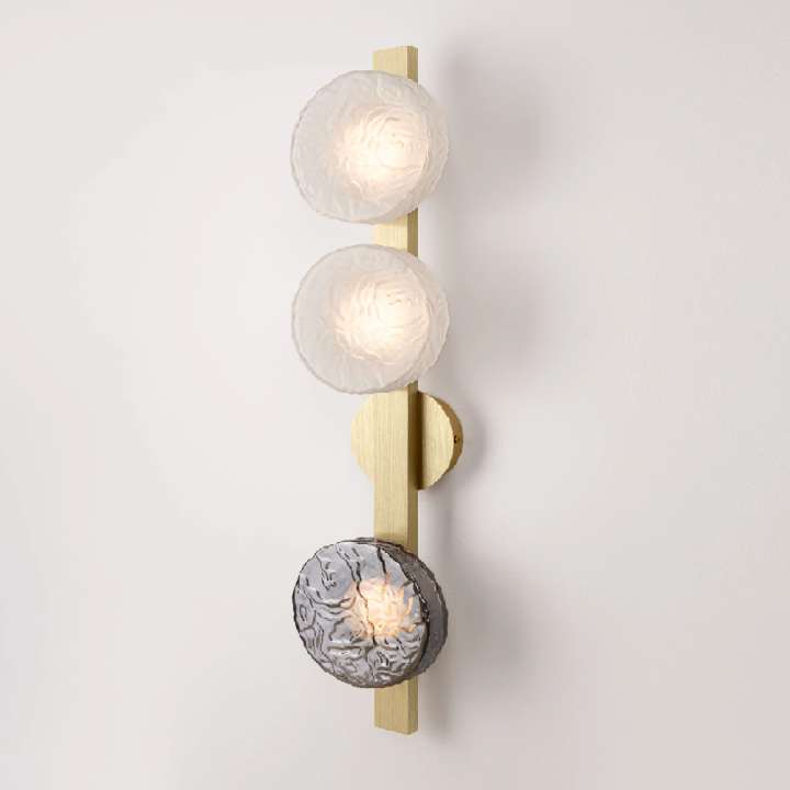 LUCES FLOSSIE LED wall light 14W, brushed gold, opal and smoked glass