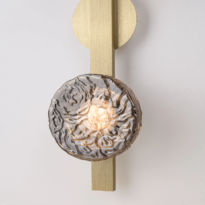 LUCES FLOSSIE LED wall light 14W, brushed gold, opal and smoked glass