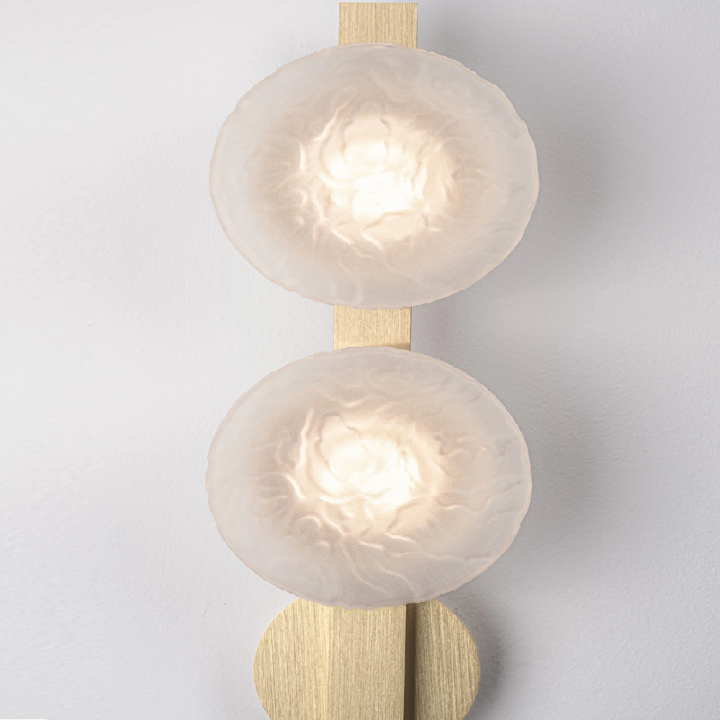 LUCES FLOSSIE LED wall light 14W, brushed gold, opal and smoked glass