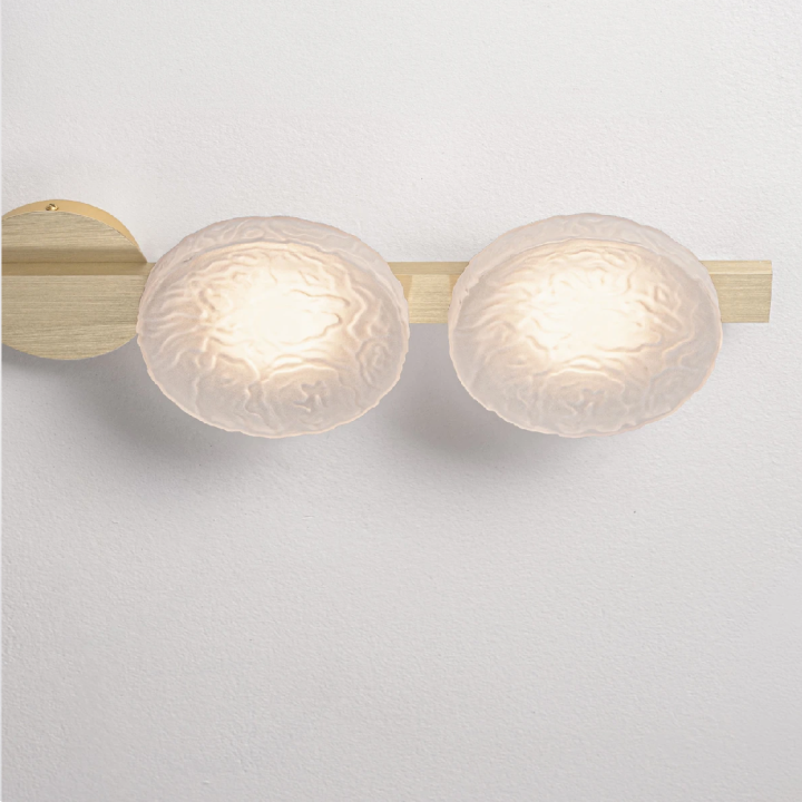 LUCES FLOSSIE LED wall light 14W, brushed gold, opal and smoked glass