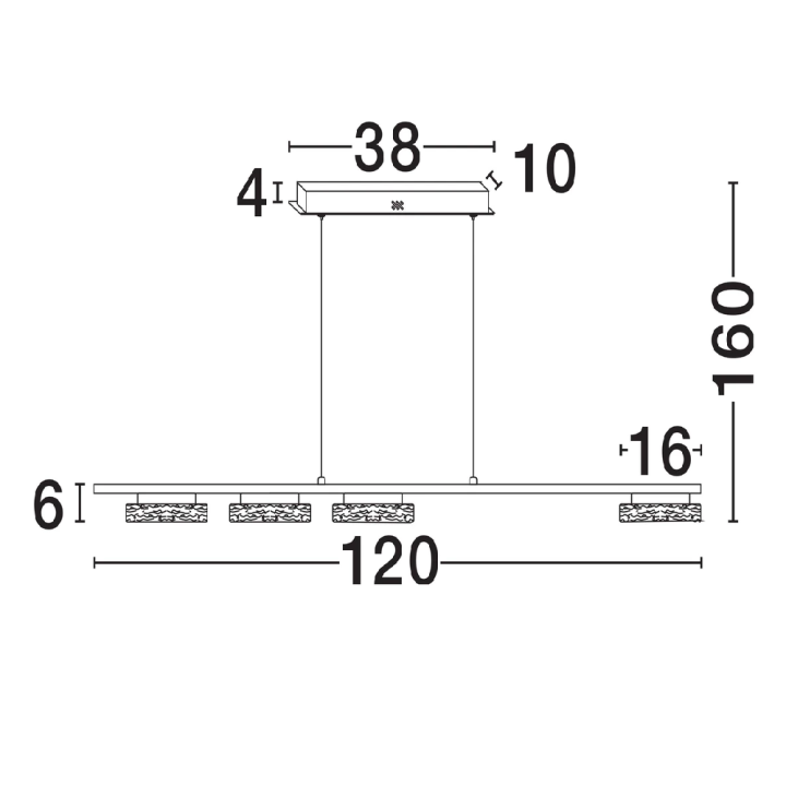 LUCES FLOSSIE lampa wisząca LED 20W 120cm złoty szczotkowany i szkło