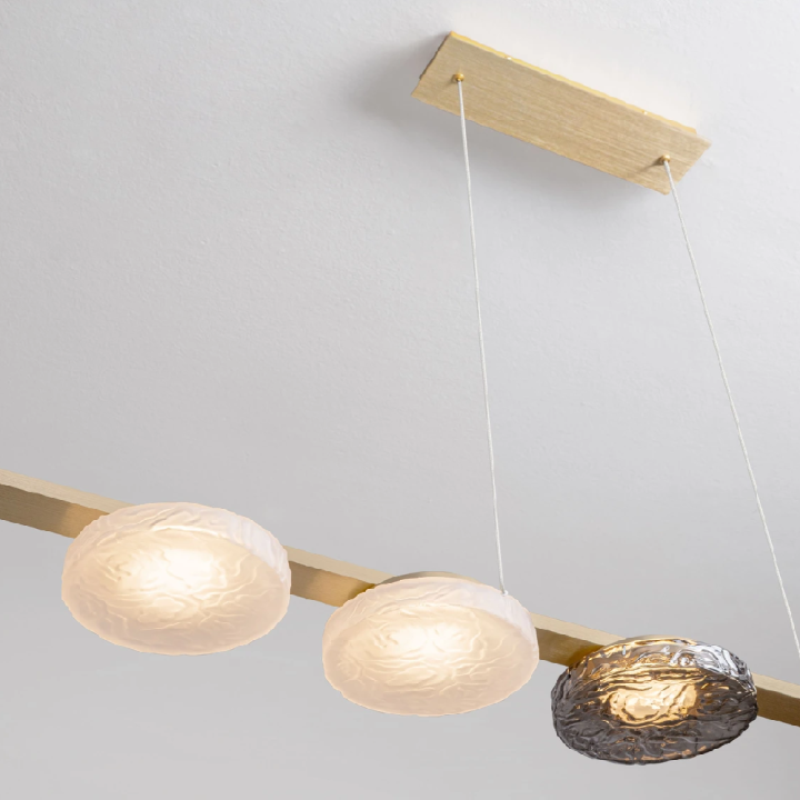 LUCES FLOSSIE lampa wisząca LED 20W 120cm złoty szczotkowany i szkło