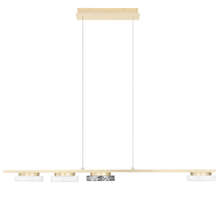 LUCES FLOSSIE LED pendant light 20W, 120cm brushed gold and glass