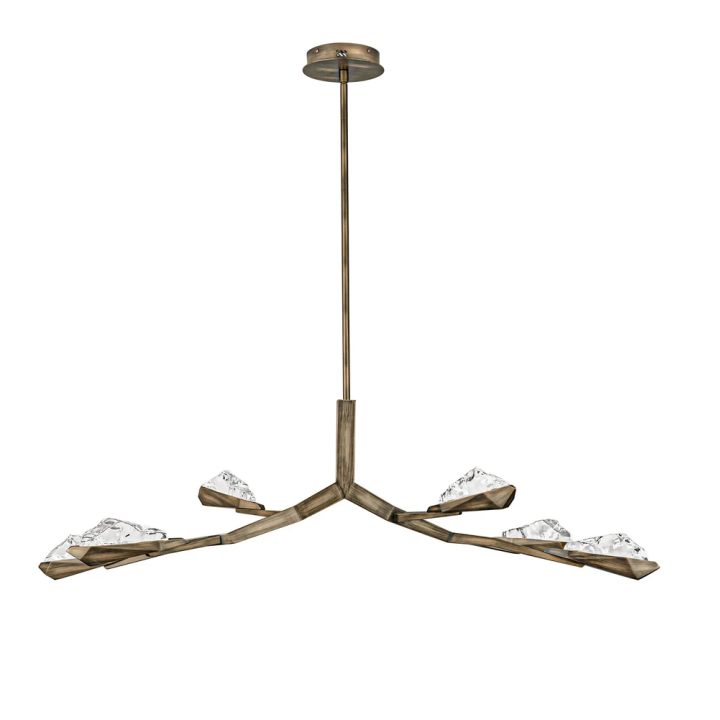 LUCES GRETA LED pendant light 137cm, antique bronze and clear glass