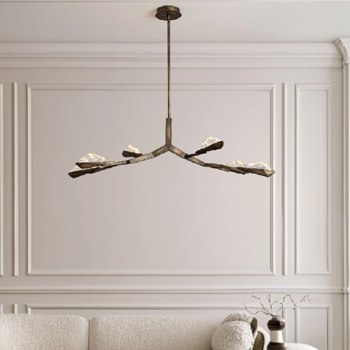 LUCES GRETA LED pendant light 137cm, antique bronze and clear glass