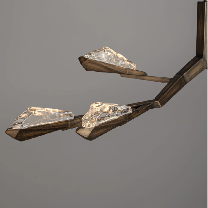 LUCES GRETA LED pendant light 137cm, antique bronze and clear glass