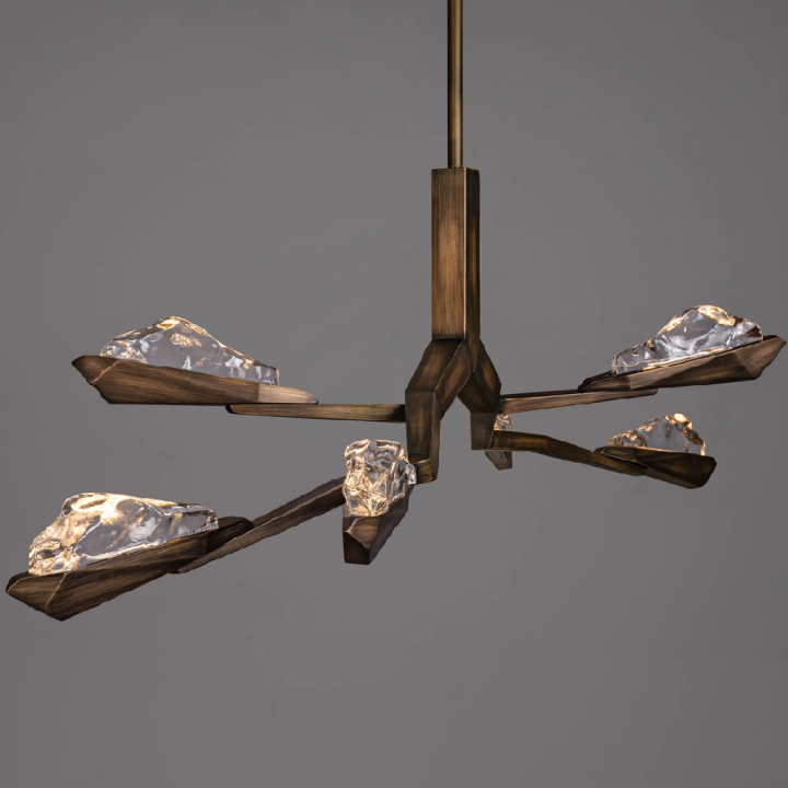 LUCES GRETA LED pendant light 137cm, antique bronze and clear glass
