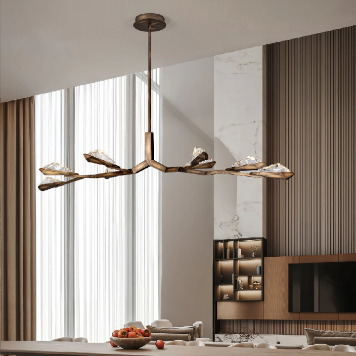 LUCES GRETA LED pendant light 172 cm, antique bronze and clear glass
