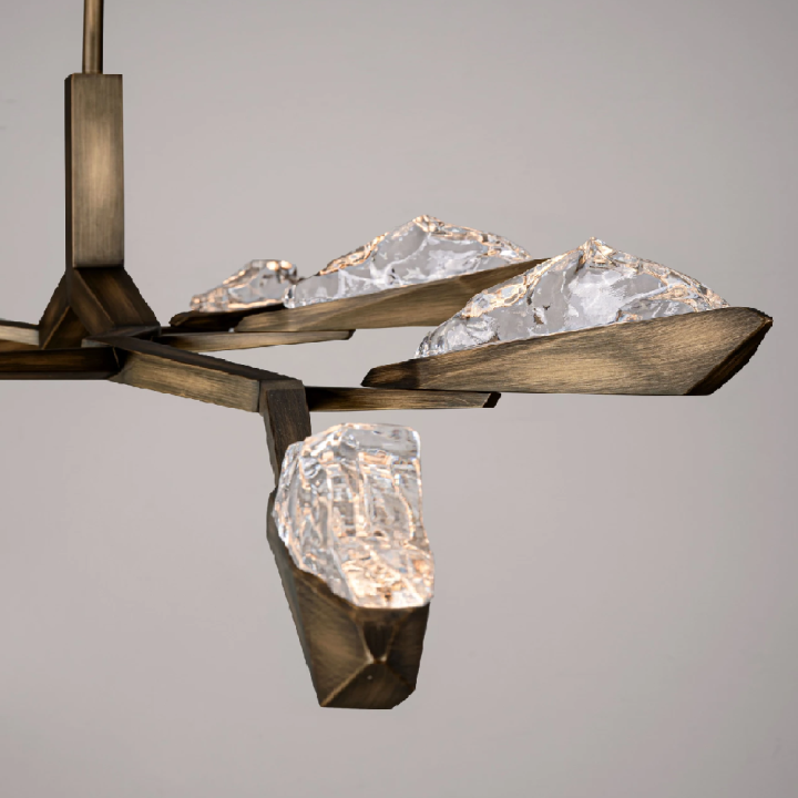 LUCES GRETA LED pendant light 172 cm, antique bronze and clear glass
