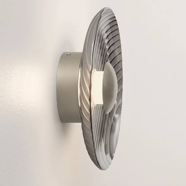 LUCES LAVINA round glass LED wall light 8W, &Oslash;25cm, gold or grey
