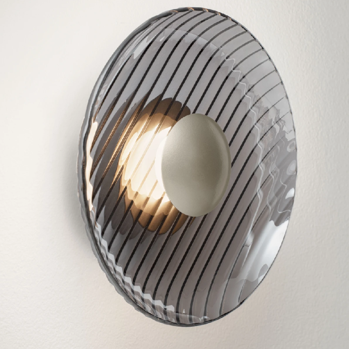LUCES LAVINA round glass LED wall light 8W, &Oslash;25cm, gold or grey