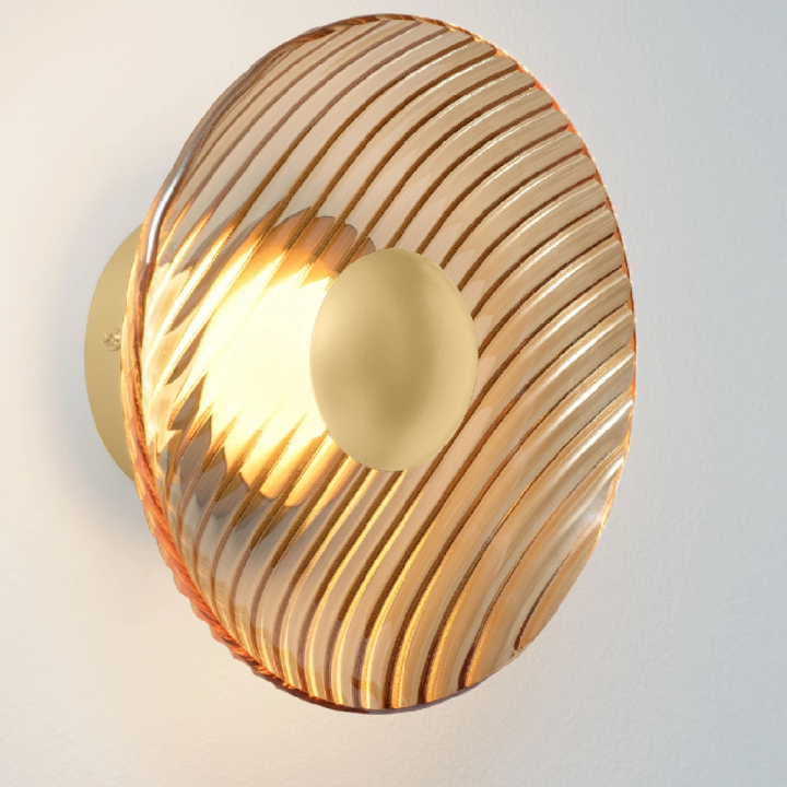 LUCES LAVINA round glass LED wall light 8W, &Oslash;25cm, gold or grey