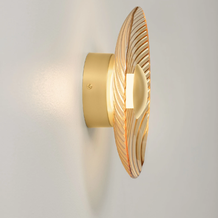 LUCES LAVINA okrągły, szklany kinkiet LED 8W średnica 25cm złoty, szary
