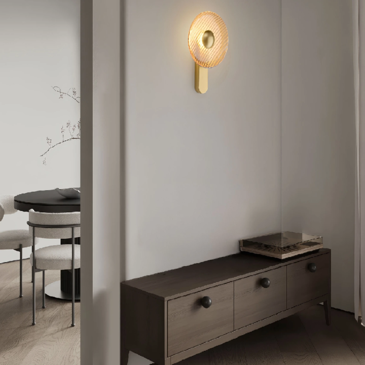 LUCES LAVINA okrągły, szklany kinkiet LED 8W średnica 25cm złoty, szary