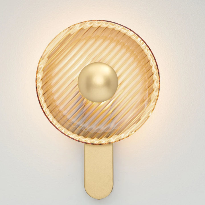 LUCES LAVINA round glass LED wall light 8W, &Oslash;25cm, gold or grey