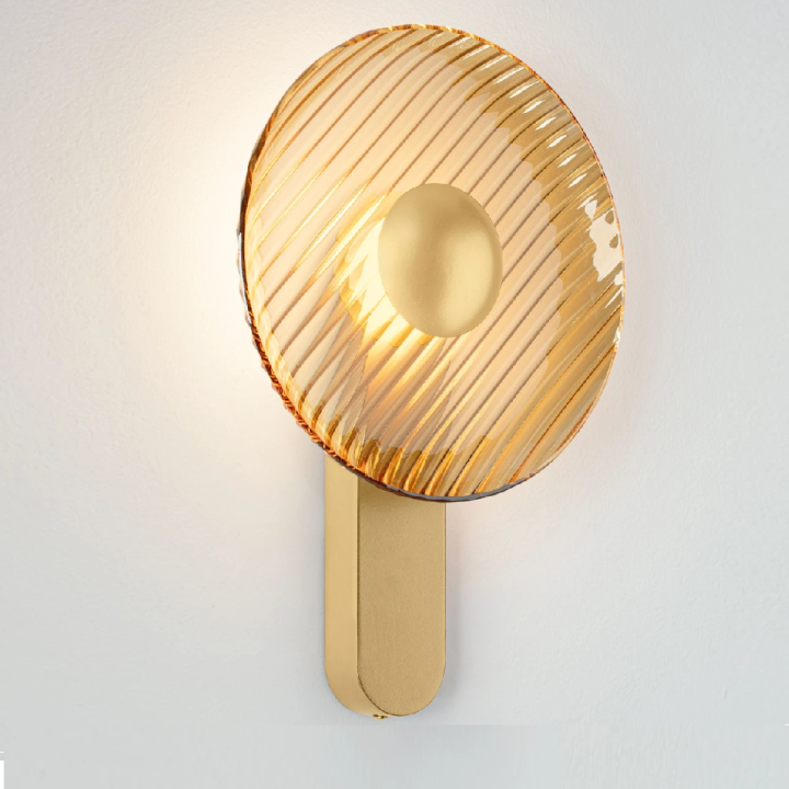 LUCES LAVINA round glass LED wall light 8W, &Oslash;25cm, gold or grey