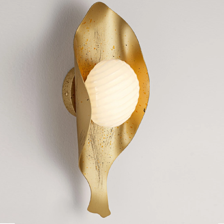 LUCES MALORY LED wall light 5W painted gold with opal glass shade 3000K