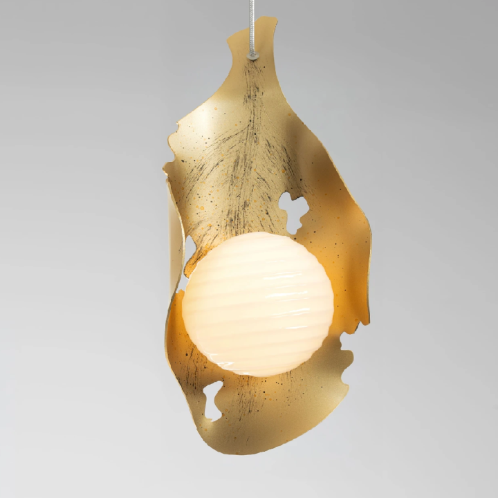 LUCES MALORY LED 5W złota malowana lampa wisząca z mlecznym kloszem