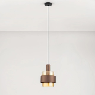 LUCES SERENA pendant light in bronze and black with amber glass, 1xE27