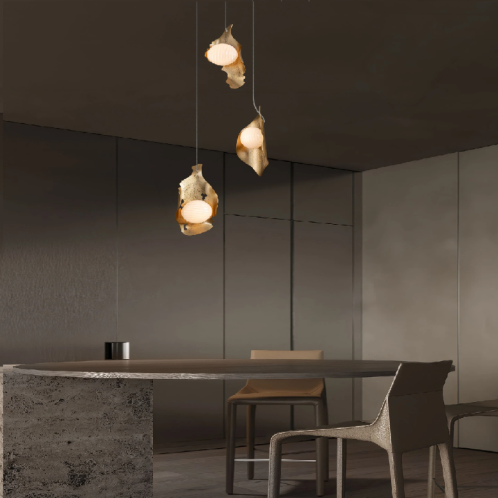 LUCES MALORY złota malowana lampa wisząca LED 12W z mlecznym kloszem