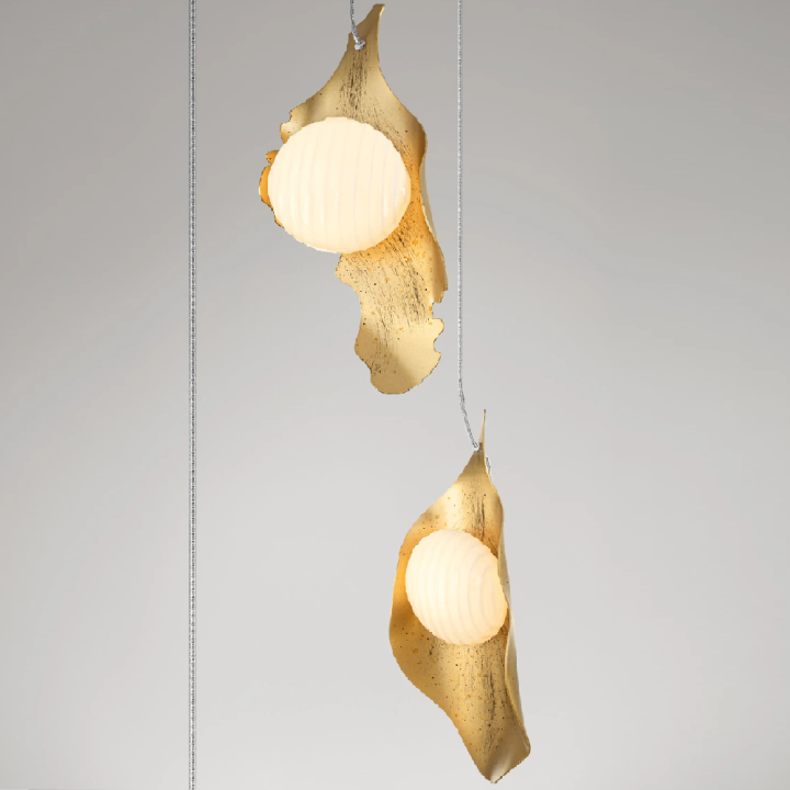 LUCES MALORY złota malowana lampa wisząca LED 12W z mlecznym kloszem