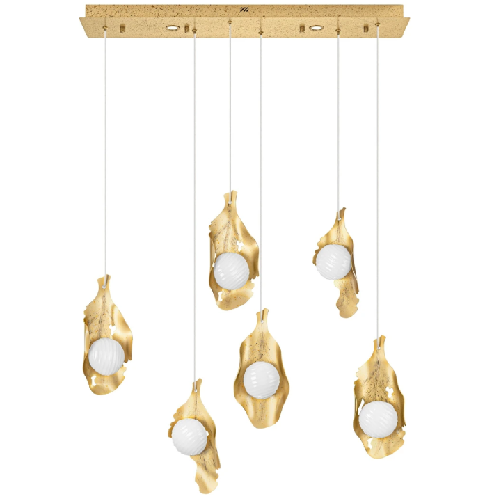 LUCES MALORY linear LED pendant light 90cm, 24W, 3000K, gold and glass