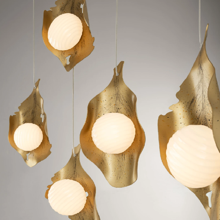 LUCES MALORY podłużna lampa wisząca 90cm LED 24W 3000K złota + szkło
