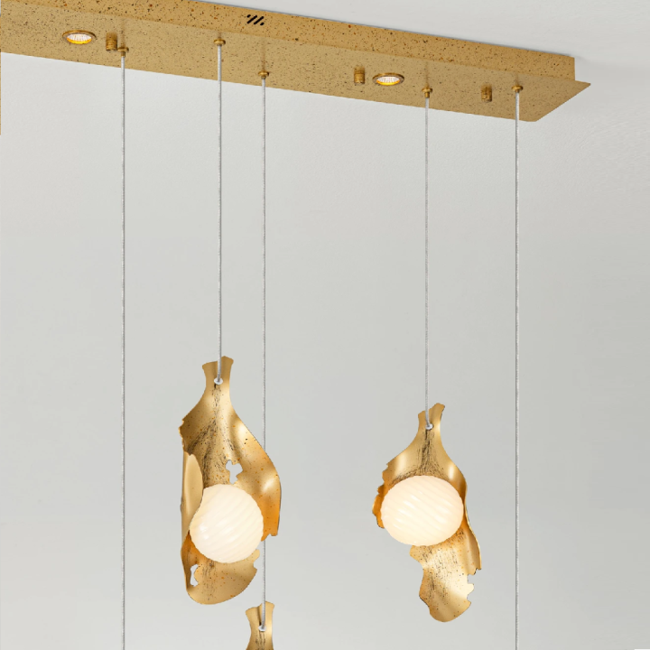 LUCES MALORY podłużna lampa wisząca 90cm LED 24W 3000K złota + szkło