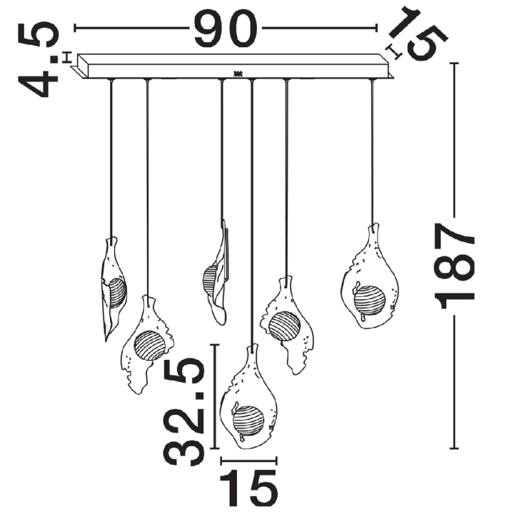 LUCES MALORY podłużna lampa wisząca 90cm LED 24W 3000K złota + szkło