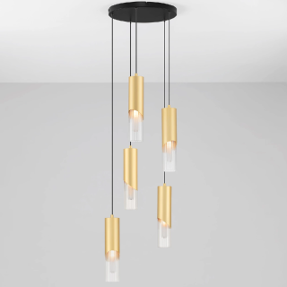 LUCES MODESTO lampa wisząca składająca się z 5 przeźroczystych kloszy