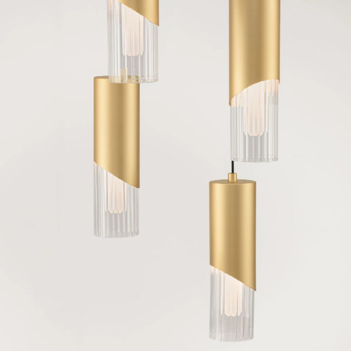 LUCES MODESTO lampa wisząca składająca się z 5 przeźroczystych kloszy