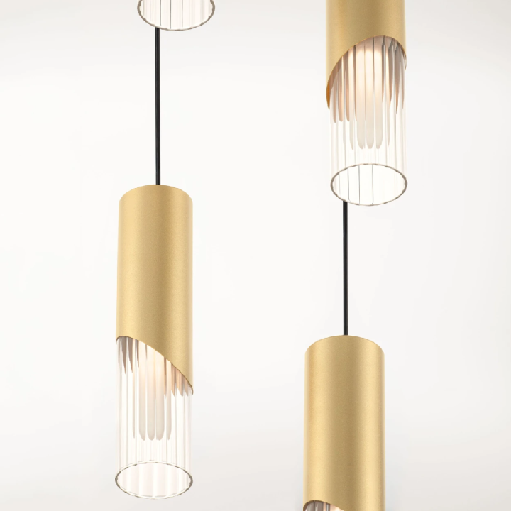 LUCES MODESTO lampa wisząca składająca się z 5 przeźroczystych kloszy