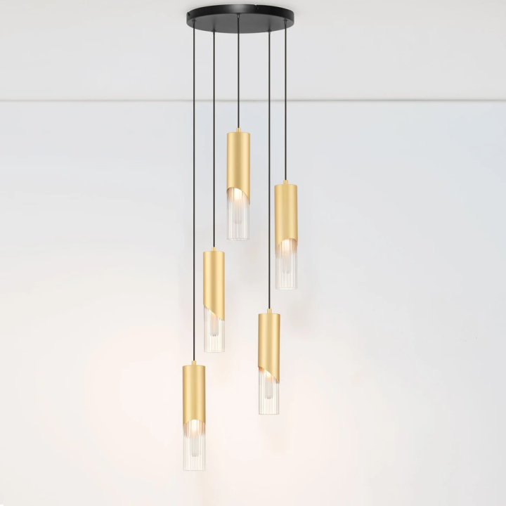 LUCES MODESTO lampa wisząca składająca się z 5 przeźroczystych kloszy