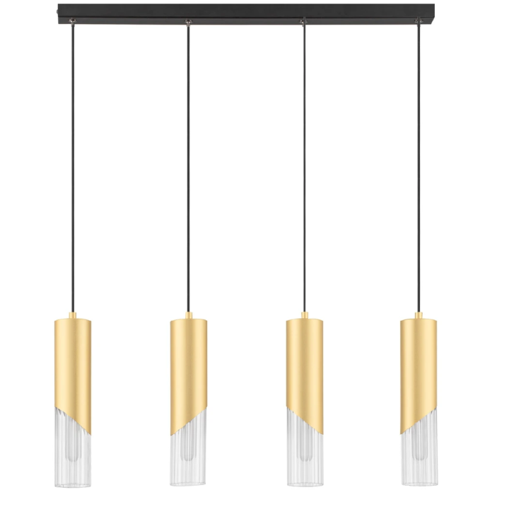 LUCES MODESTO podłużna lampa wisząca klosze 4xG9 złoto-czarna