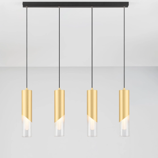 LUCES MODESTO elongated pendant lamp, 4xG9 shades, gold and black