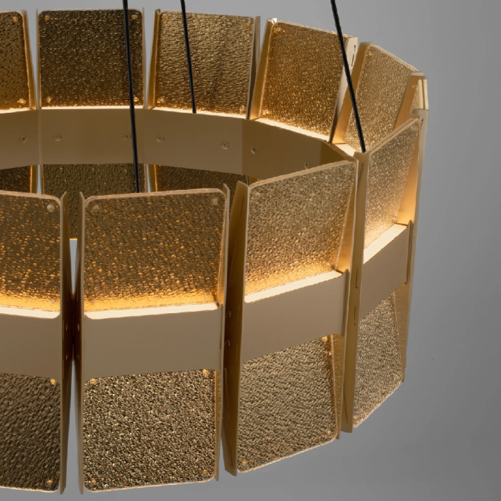 LUCES MONTEZ gold LED pendant lamp, 5820 lm, impressive light