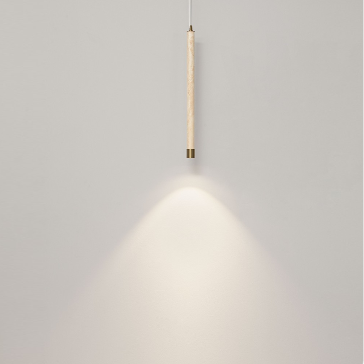 LUCES MUSE lampa wisząca tuba 200cm LED 7W trawertyn beżowy, czerwony