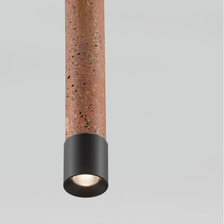 LUCES MUSE 200cm LED 7W tube pendant lamp &ndash; beige and red travertine
