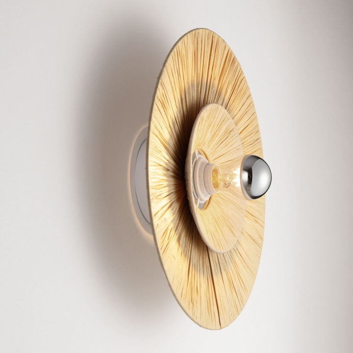 LUCES NORA round natural paper wall lamp, 40cm, terracotta, beige