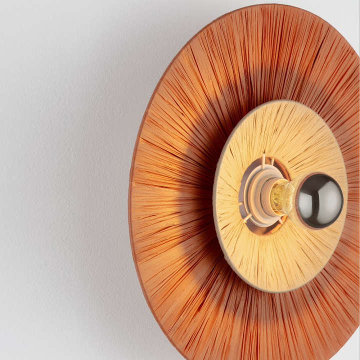 LUCES NORA round natural paper wall lamp, 40cm, terracotta, beige