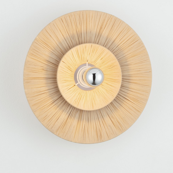 LUCES NORA round natural paper wall lamp, 40cm, terracotta, beige