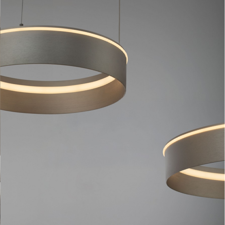 LUCES OLIVIA lampa wisząca LED 2 ringi CCT 2700K-4000K beż, brąz, szary